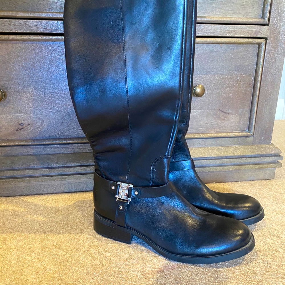 Vince Camuto black leather riding boots